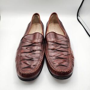 Domani 18-100 brown woven leather dress shoes